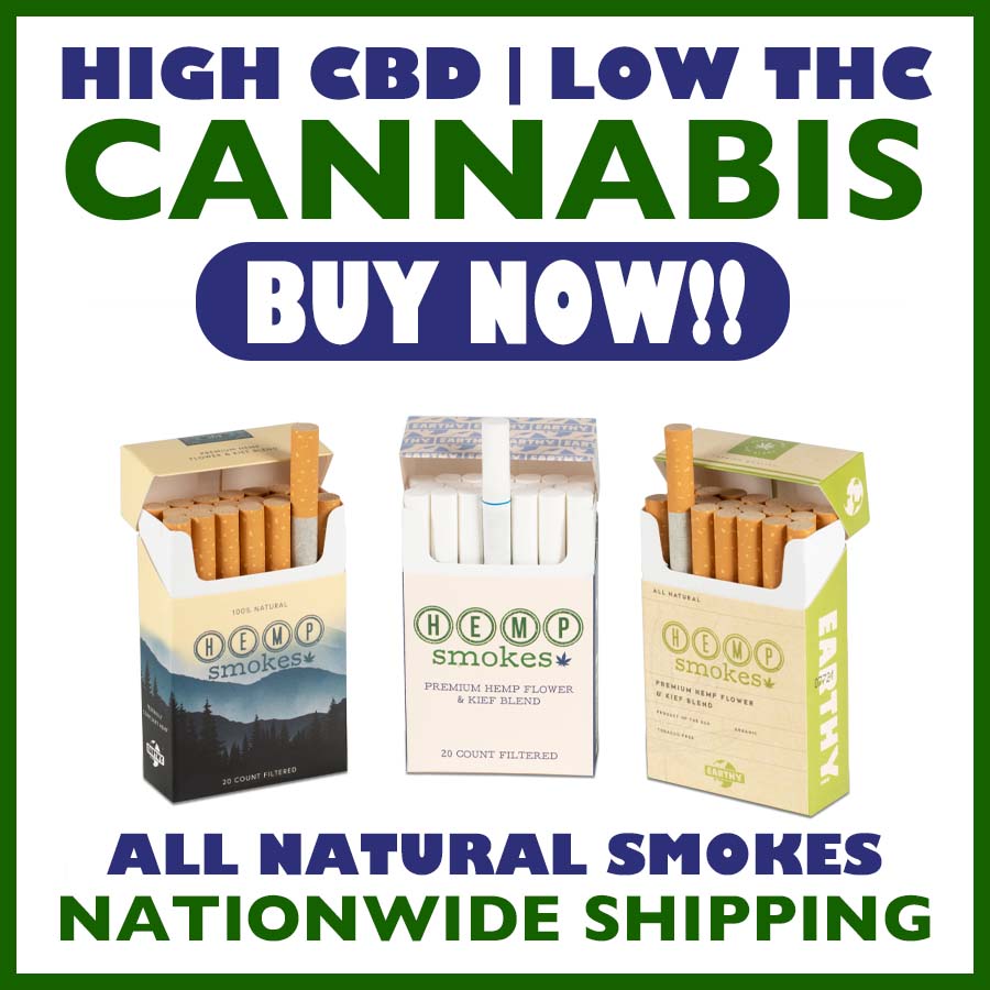 Earthy Now high CBD, low THC cigarettes. Tobacco free