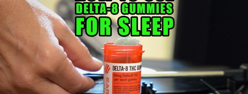 How to use Delta-9 gummies for sleep. Earthy Select 50mg gummies on a record player.