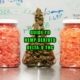Hemp cannabis and THC gummies in jars