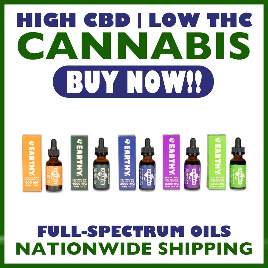 Earthy Now full spectrum high CBD low THC cannabis oils, CBN and CBG Oils