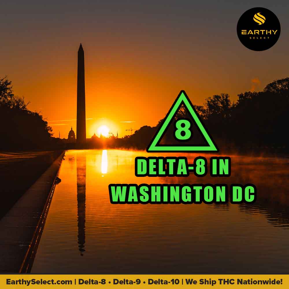 Is Delta-8 legal in Washington DC, space needle, earthy select logo