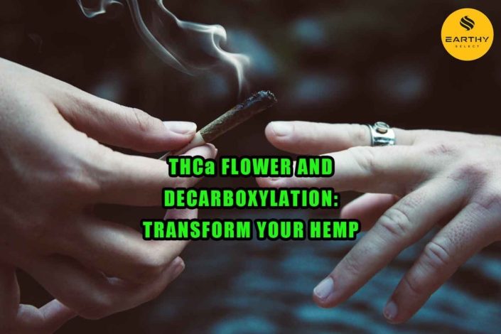 Hands passing a high THCa flower joint. Thca flower and decarboxylation: Transform your hemp. Earthy Select