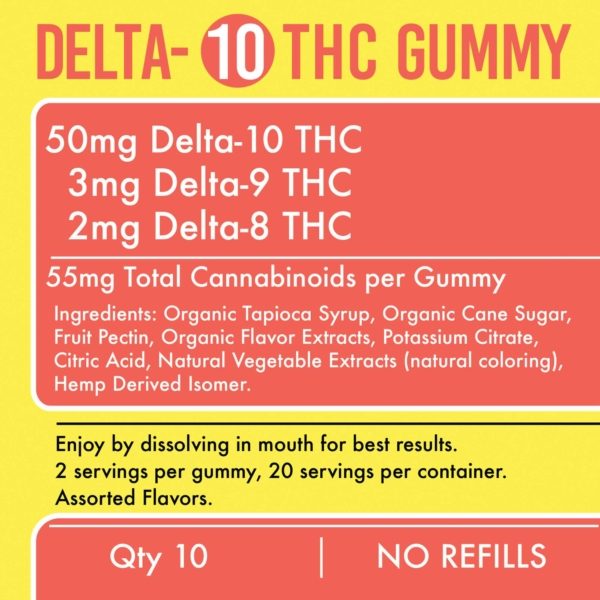 Delta 10 Gummies 55mg 10ct Nutritional Facts