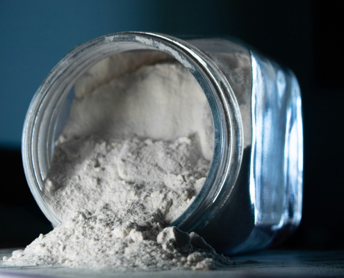 Glass jar of THCa Isolate powder