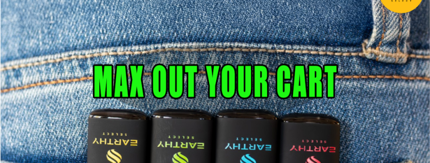 Pants pocket holding Earthy Select disposable vape pens