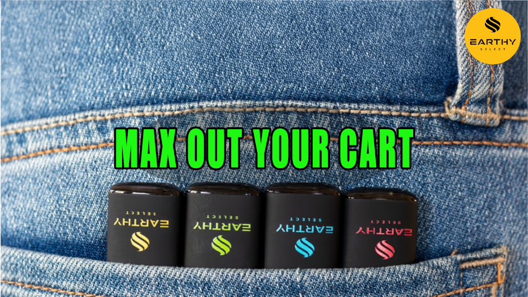 Pants pocket holding Earthy Select disposable vape pens